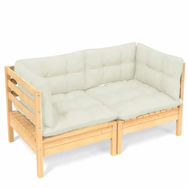 vidaXL 2-Sitzer-Gartensofa mit Creme Kissen Massivholz Kiefer 3096010