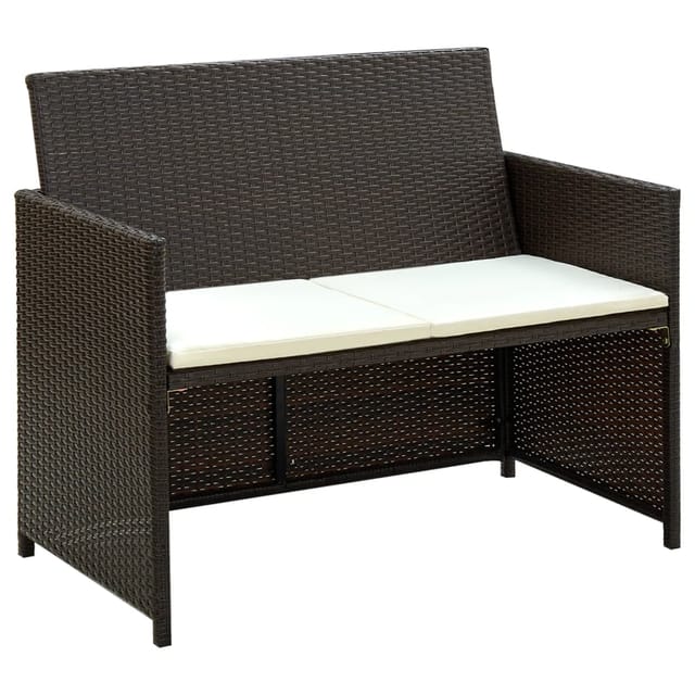 vidaXL 2-Sitzer-Gartensofa mit Polstern Braun Poly Rattan 43911