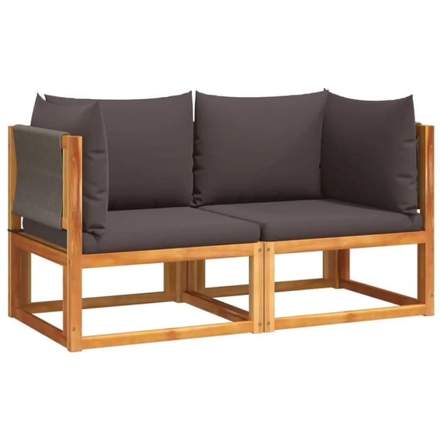 vidaXL Gartensofas-Ecke mit Kissen 2 Stk Holz Akazie & Seil 3278830