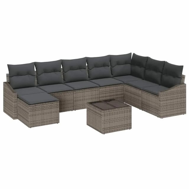 vidaXL Gartensofa-Set mit Kissen 8 Stk Hellgrau Poly-Rattan 3355518