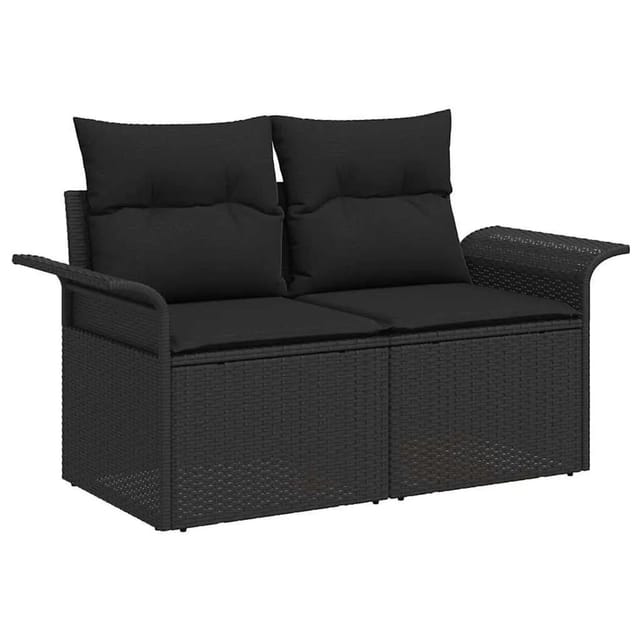 vidaXL Gartensofa mit Kissen Schwarz 141 x 62 x 69cm Poly-Rattan 42006711