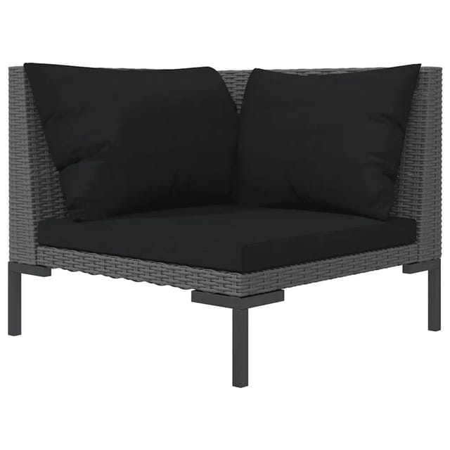 vidaXL Gartensofa mit Kissen Halbrundes Poly Rattan 318601