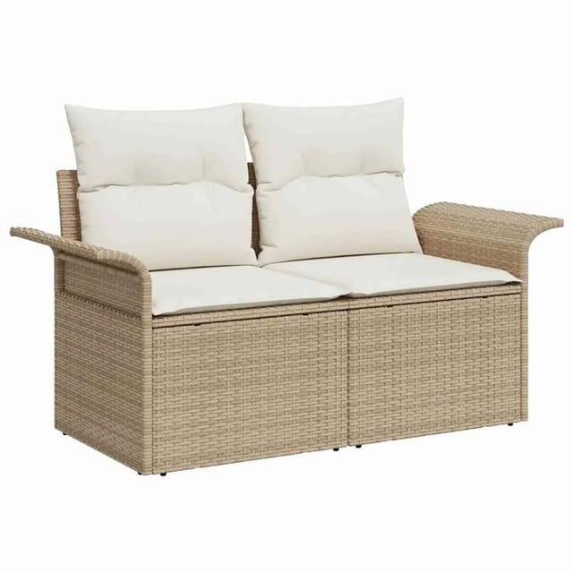 vidaXL Gartensofa mit Kissen Beige 141 x 62 x 69cm Poly-Rattan 42006696