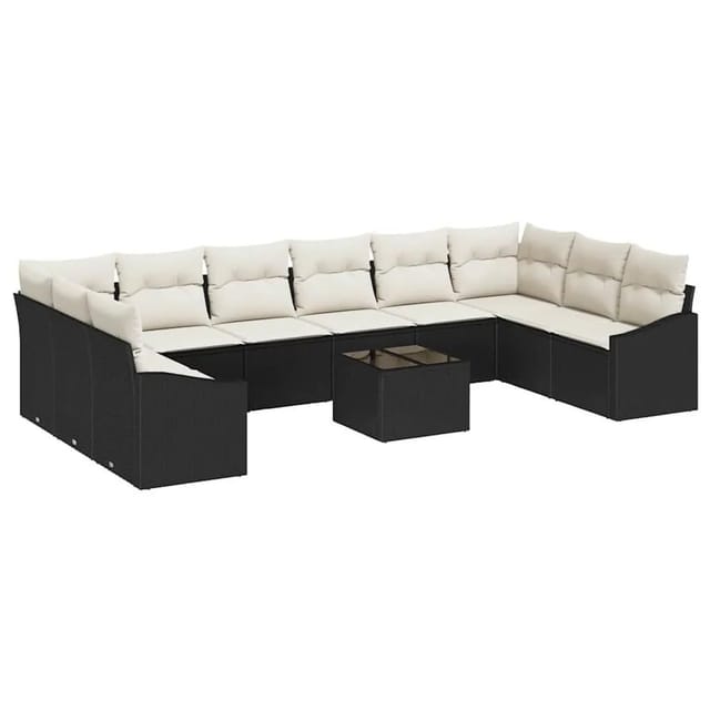 vidaXL Gartensofa-Set mit Speicher Braun und Creme Poly-Rattan 3355576