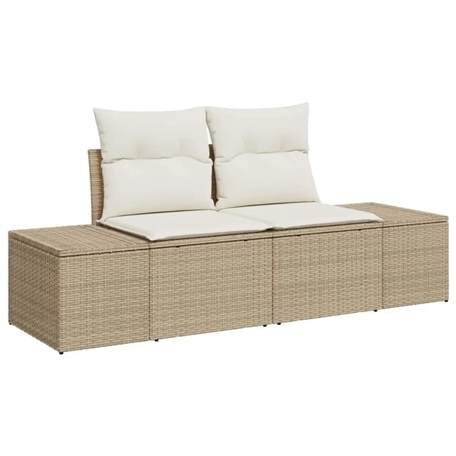 vidaXL Gartensofa mit Kissen Beige 184 x 62 x 69 cm Poly-Rattan 42006806