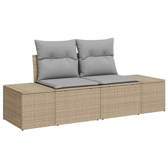vidaXL Gartensofa mit Kissen Beige 184 x 62 x 69 cm Poly-Rattan 42006805