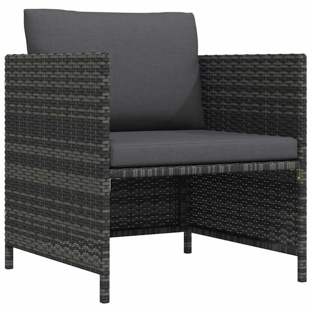 vidaXL Gartensofa mit Kissen Grau Poly Rattan 313496