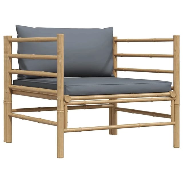vidaXL Gartensofa mit Dunkelgrauen Kissen Bambus 313156