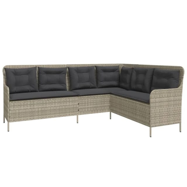 vidaXL Gartensofa in L-Form mit Kissen Hellgrau Poly Rattan 369005