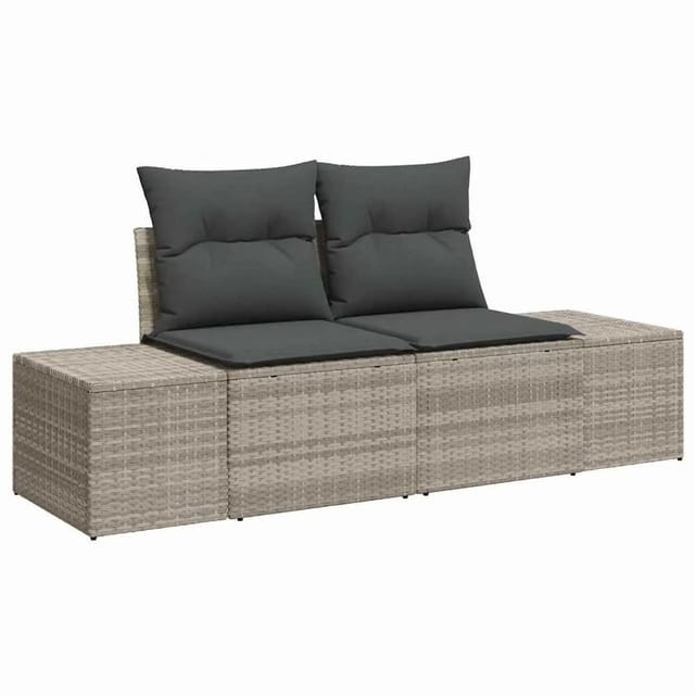 vidaXL Gartensofa mit Kissen Grau 184 x 62 x 69 cm Poly-Rattan 42006797