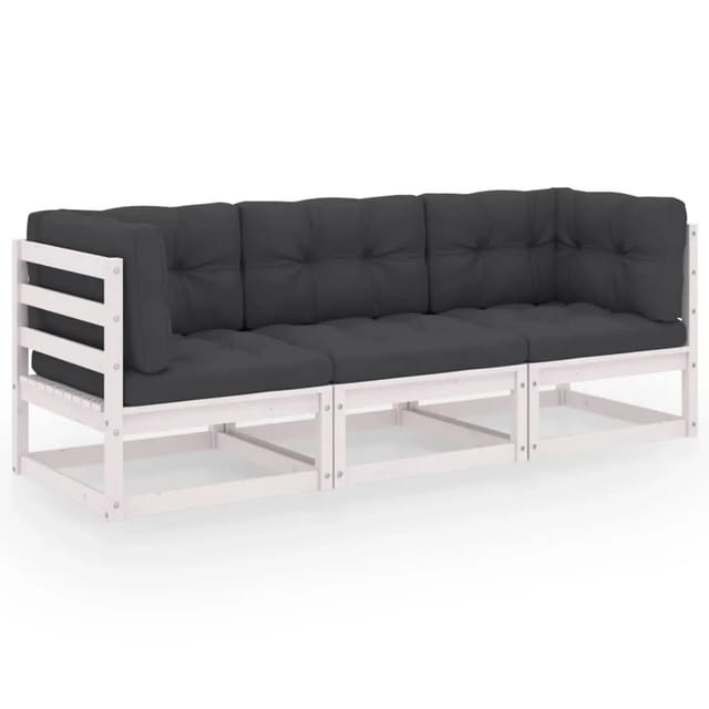 vidaXL 3-Sitzer-Gartensofa mit Kissen Kiefer Massivholz 3076370