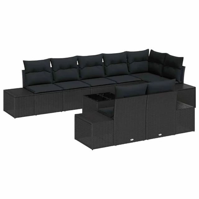 vidaXL Gartensofa-Set mit Speicher Schwarz Poly Rattan 3355792