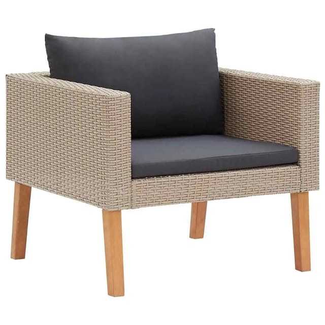 vidaXL 1-Sitzer-Gartensofa mit Auflagen Poly Rattan Beige 310219