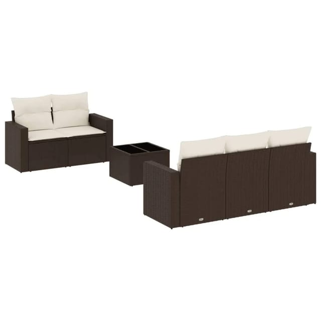 vidaXL 6-Tlg Garten-Sofagarnitur mit Kissen Braun Poly Rattan 3251040