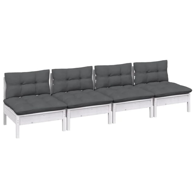 vidaXL 4-Sitzer-Gartensofa mit Anthrazit Kissen Massivholz Kiefer 3096125