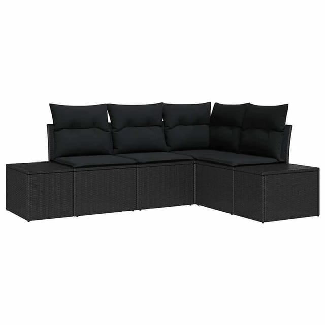 vidaXL Gartensofa-Set mit Speicher 4 Stk Schwarz Poly-Rattan 3355712