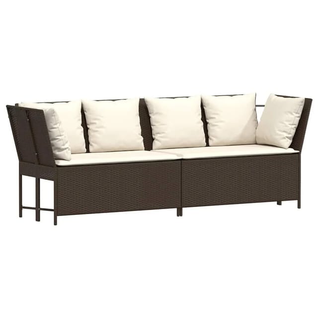 vidaXL Gartensofa mit Kissen Braun Poly Rattan 4104123