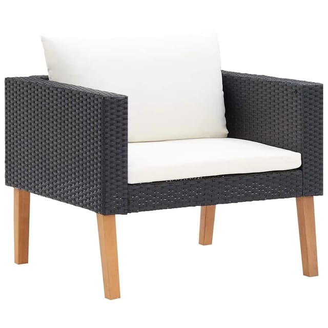 vidaXL 1-Sitzer-Gartensofa mit Auflagen Poly Rattan Schwarz 310220