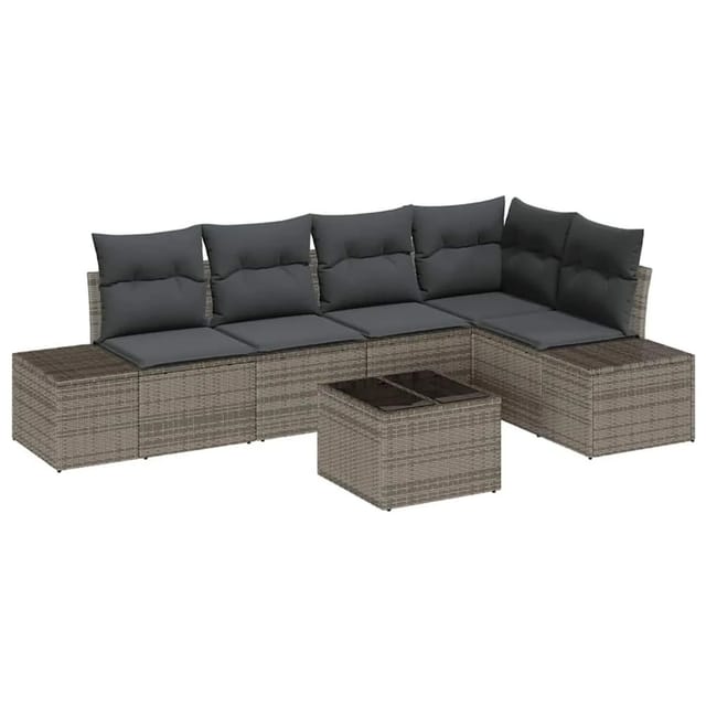 vidaXL Gartensofa-Set mit Speicher Hellgrau Poly-Rattan 3355738