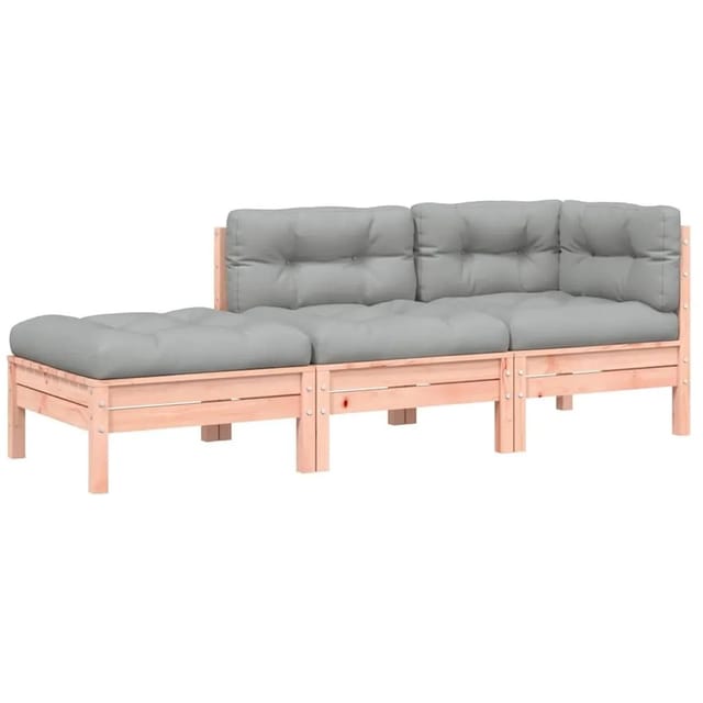 vidaXL Gartensofa mit Kissen und Hocker 3-Sitzer 838175