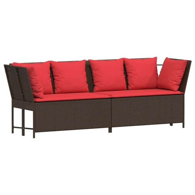 vidaXL Gartensofa mit Kissen Braun Poly Rattan 4104129