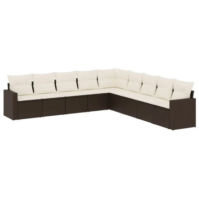 vidaXL 9-Tlg Garten-Sofagarnitur mit Kissen Braun Poly Rattan 3251430