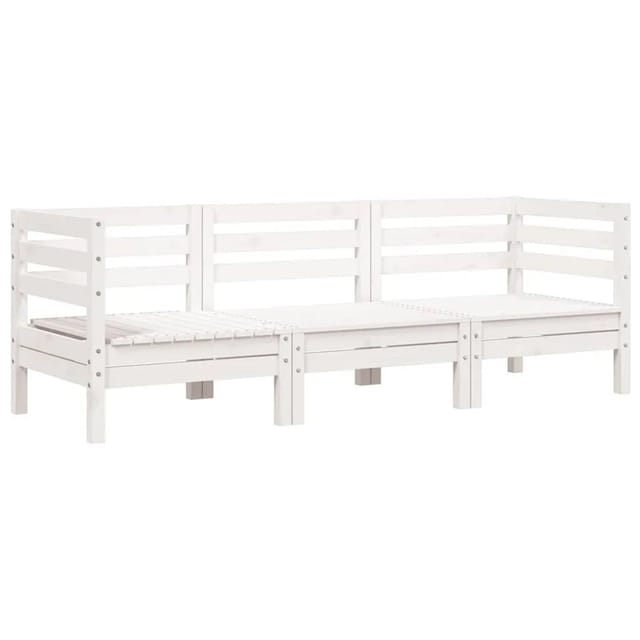 vidaXL Gartensofa 3-Sitzer Weiß Massivholz Kiefer 838027
