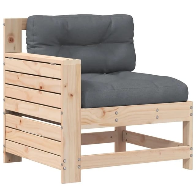 vidaXL Gartensofa mit Armlehne und Kissen Massivholz Kiefer 844914