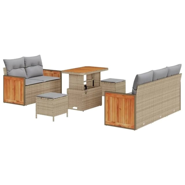 vidaXL Gartensofa-Set mit Kissen 8 Stk Beige und Hellgrau 3363252