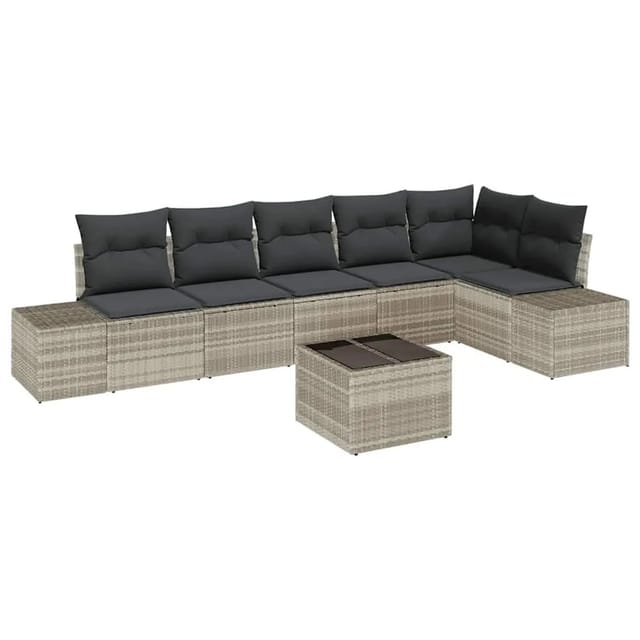 vidaXL Gartensofa-Set mit Speicher Hellgrau Poly-Rattan 3355761