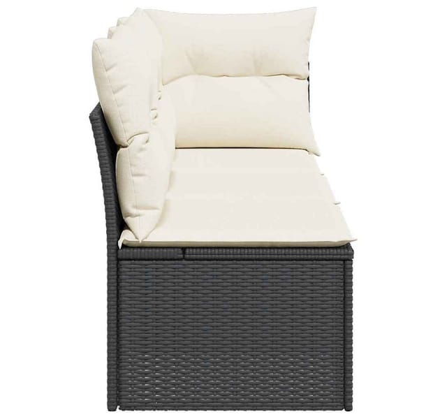 vidaXL Gartensofa mit Kissen 3-Sitzer Schwarz Poly Rattan 366014