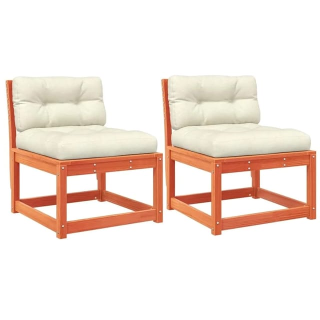 vidaXL Gartensofas mit Kissen 2 Stk Wachsbraun Massivholz Kiefer 844706