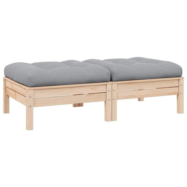 vidaXL Gartensofa 2-Sitzer mit Kissen in Grau Massivholz Kiefer 806657