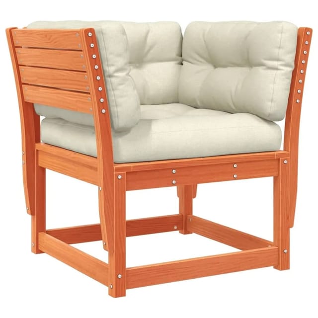 vidaXL Gartensofa mit Armlehnen und Kissen Braun Massivholz Kiefer 844696