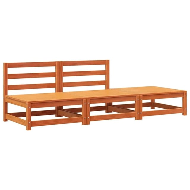 vidaXL Gartensofa ohne Armlehnen mit Fußhocker Wachsbraun Kiefernholz 837967