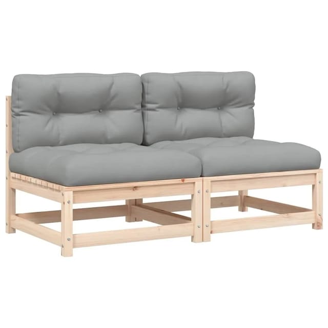 vidaXL Gartensofas ohne Armlehnen mit Kissen 2 Stk Massivholz Kiefer 838085