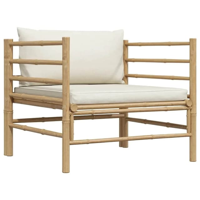vidaXL Gartensofa mit Kissen Cremeweiß Bambus 313148