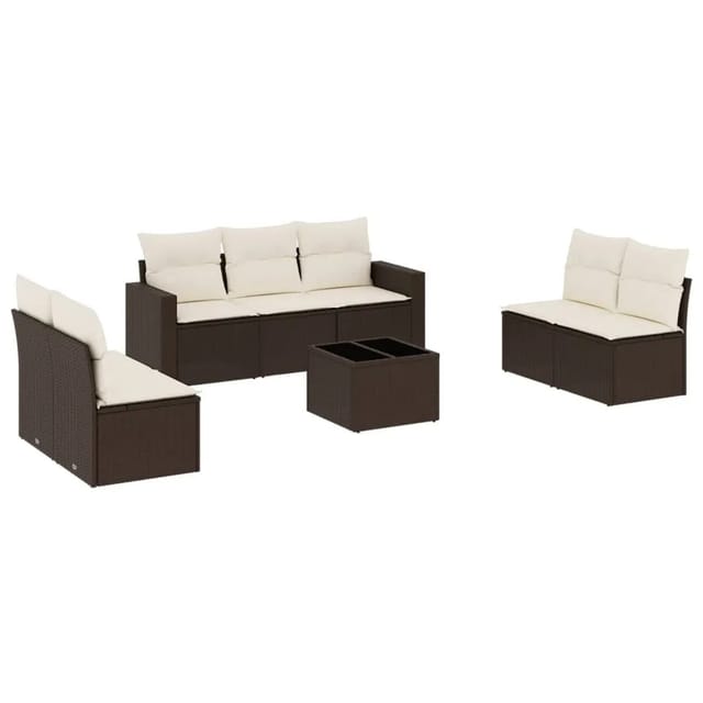 vidaXL 8-Tlg Garten-Sofagarnitur mit Kissen Braun Poly Rattan 3251180