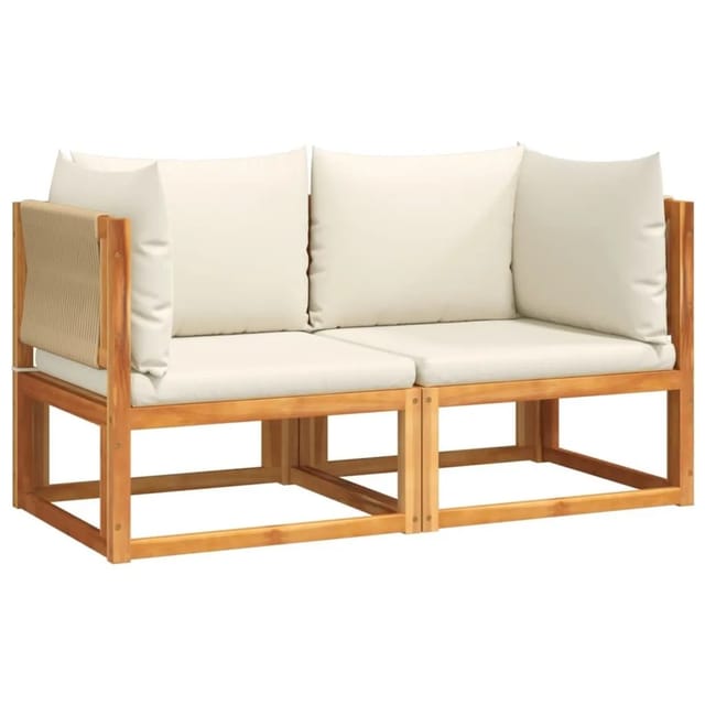 vidaXL Gartensofas-Ecke mit Kissen 2 Stk Holz Akazie & Seil 3278853