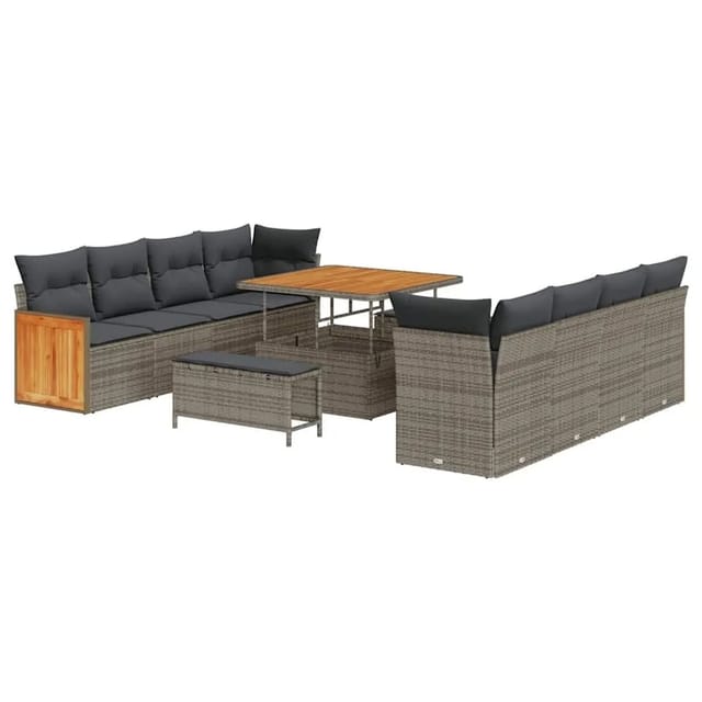 vidaXL Gartensofa-Set mit Kissen 11 Stk Grau 3363288