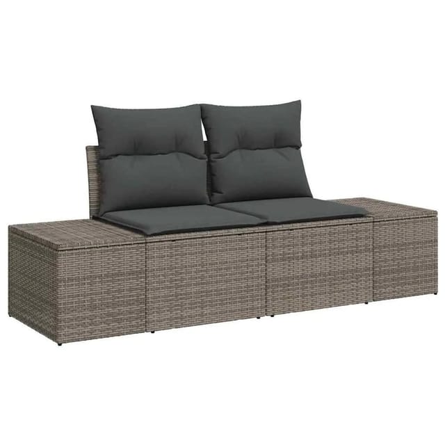 vidaXL Gartensofa mit Kissen Grau 184 x 62 x 69 cm Poly-Rattan 42006804