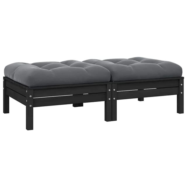 vidaXL Gartensofa 2-Sitzer mit Kissen in Schwarz Massivholz Kiefer 806662