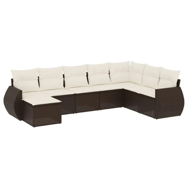 vidaXL 8-Tlg Garten-Sofagarnitur mit Kissen Braun Poly Rattan 3221762