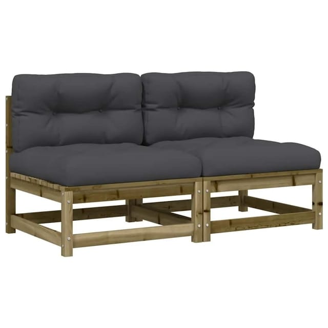 vidaXL Gartensofas ohne Armlehnen mit Kissen 2 Stk Kiefernholz 838092