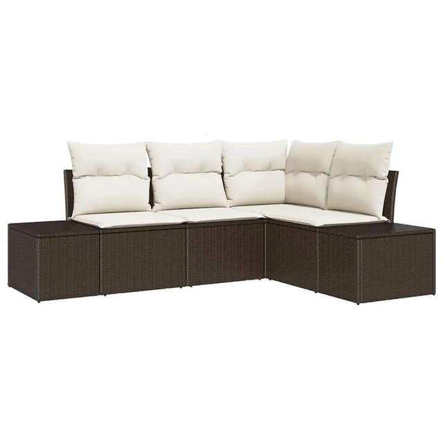 vidaXL Gartensofa-Set mit Speicher 4 Stk Braun und Creme Poly-Rattan 3355707