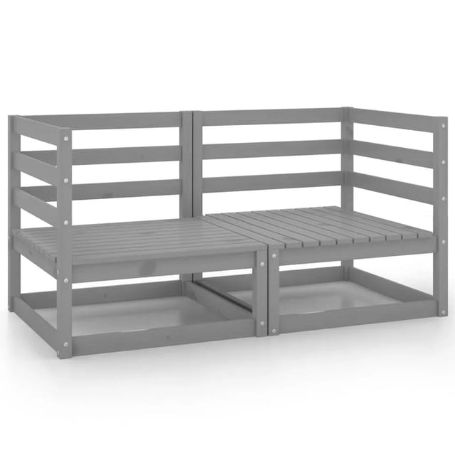vidaXL Gartensofa 2-Sitzer Grau Massivholz Kiefer 3075246