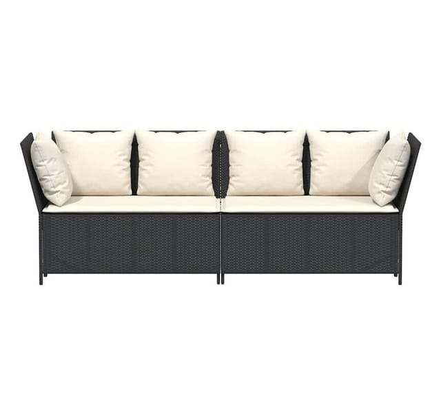 vidaXL Gartensofa mit Kissen Schwarz Poly Rattan 4104121