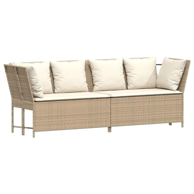 vidaXL Gartensofa mit Kissen Beige Poly Rattan 4104125