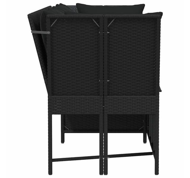 vidaXL Gartensofa mit Kissen Schwarz Poly Rattan 4104122
