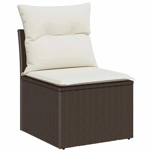 vidaXL Gartensofa-Set mit Kissen 7 Stk Braun und Creme Poly-Rattan 3353927